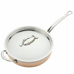 Hestan CopperBond Induction Cookware 5 Qt Covered Essential Pan With Helper Handle -Stovetop Tea Kettles Shop 31601 hcb copperbond 5 qt essential pan top view