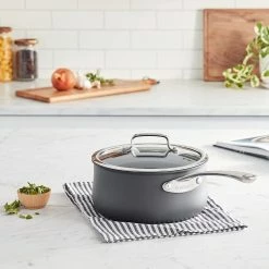Cuisinart Contour Hard Anodized Saucepan With Cover | 3 Qt. -Stovetop Tea Kettles Shop 3qtlifestyle