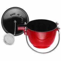 Staub 1 Qt. Round Tea Kettle | Cherry Red -Stovetop Tea Kettles Shop 872078006792 2