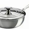 Le Creuset 3.5 Qt. Tri-Ply Stainless Steel Saucier Pan With Lid & Helper Handle
