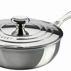 Le Creuset 3.5 Qt. Tri-Ply Stainless Steel Saucier Pan With Lid & Helper Handle