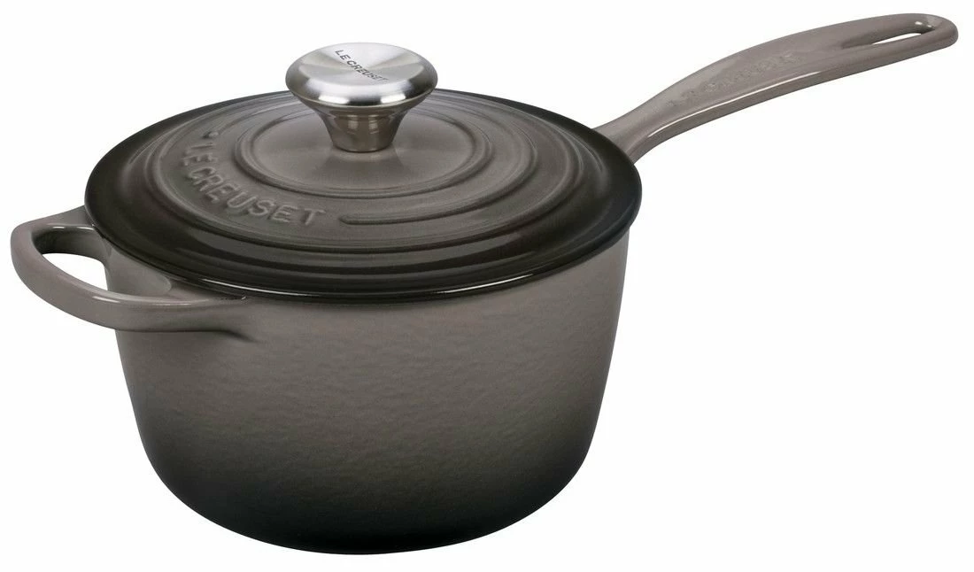 Le Creuset 1.75 Qt. Signature Enameled Cast Iron Saucepan With Stainless Steel Knob | Oyster Grey 1 Le Creuset 1.75 Qt. Signature Enameled Cast Iron Saucepan With Stainless Steel Knob | Oyster Grey