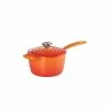Le Creuset 1.75 Qt. Signature Enameled Cast Iron Saucepan With Stainless Steel Knob | Flame Orange
