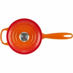 Le Creuset 1.75 Qt. Signature Enameled Cast Iron Saucepan With Stainless Steel Knob | Flame Orange 7 Le Creuset 1.75 Qt. Signature Enameled Cast Iron Saucepan With Stainless Steel Knob | Flame Orange -Stovetop Tea Kettles Shop rs11969 signature iron handle saucepan 160400s