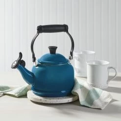 Le Creuset 1.25 Qt. Demi Kettle Tea Pot | Deep Teal -Stovetop Tea Kettles Shop rs13594 demikettle deepteal
