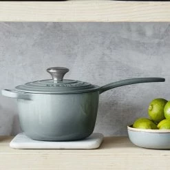 Le Creuset 1.75 Qt. Signature Enameled Cast Iron Saucepan With Stainless Steel Knob | Sea Salt -Stovetop Tea Kettles Shop rs16352 00 oyster le creuset shelfshot ret 1