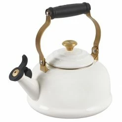Le Creuset 1.7 Qt. Whistling Kettle | Noel (White & Gold)
