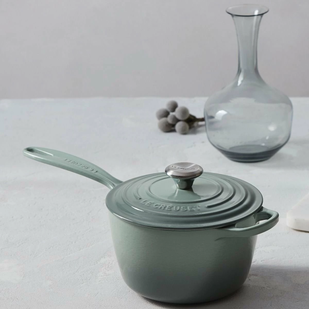Le Creuset 2.25 Qt. Signature Enameled Cast Iron Saucepan With Stainless Steel Knob | Sea Salt 5 Le Creuset 2.25 Qt. Signature Enameled Cast Iron Saucepan With Stainless Steel Knob | Sea Salt - Image 5